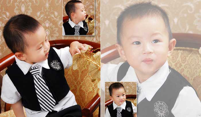 小帅哥头一次拍照，有点羞涩啦